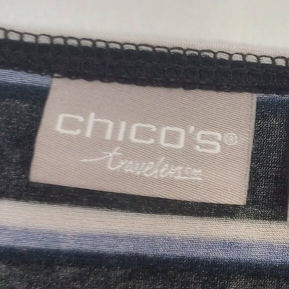 Chico's Travelers Classic Striped Bell-Sleeve Top - Picture 3 of 9